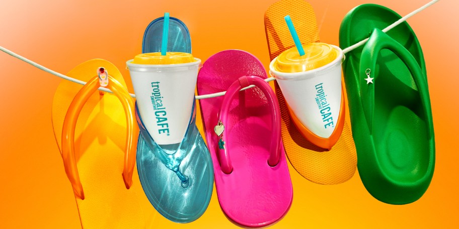 flip flops with smoothies