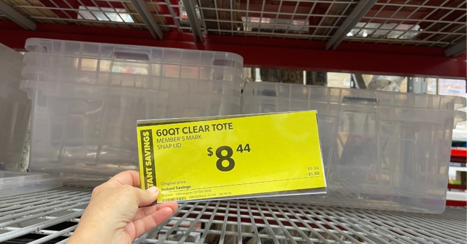 clear storage totes on a store shelf