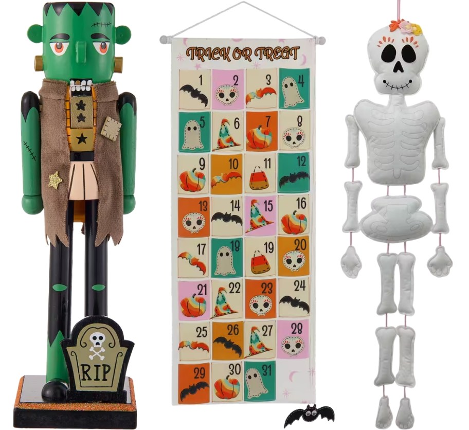 michaels frankenstein nutcracker, advent calendar and skeleton plush