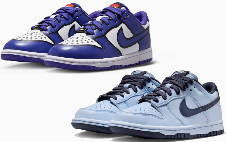 kids purple and blue nike dunks