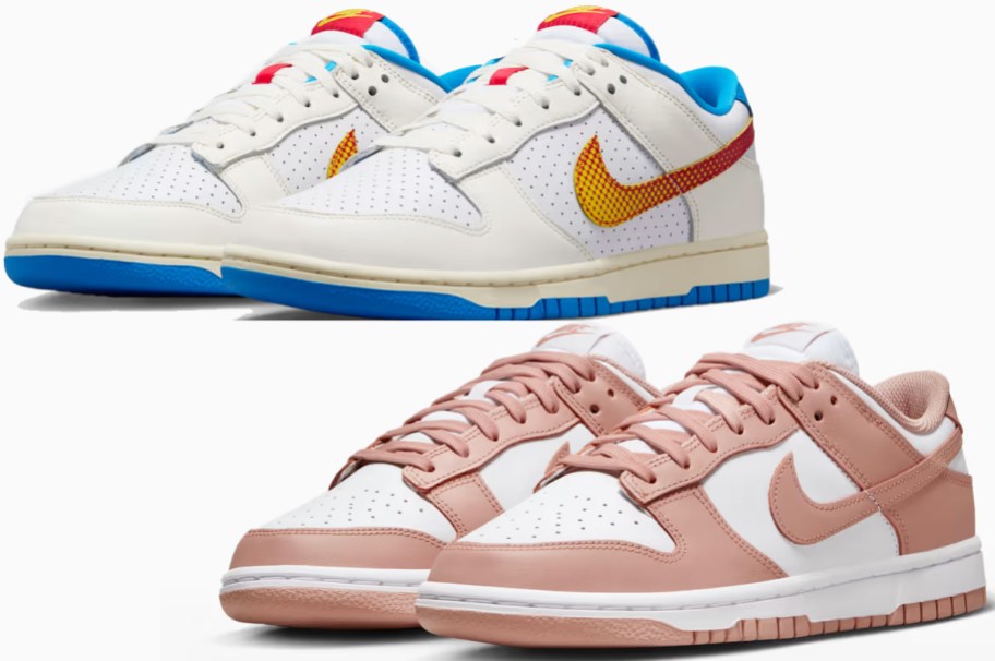 white and pink nike dunks shoes