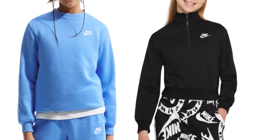 two kids wearing Nike hoodies