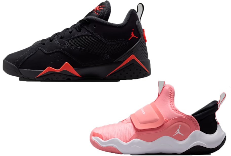 black and pink jordan kids shoes