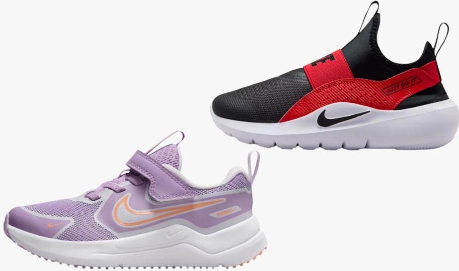 black and light purple nike running shoes