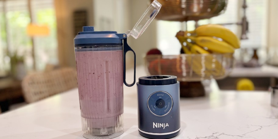 ninja blast blender with cup on counter