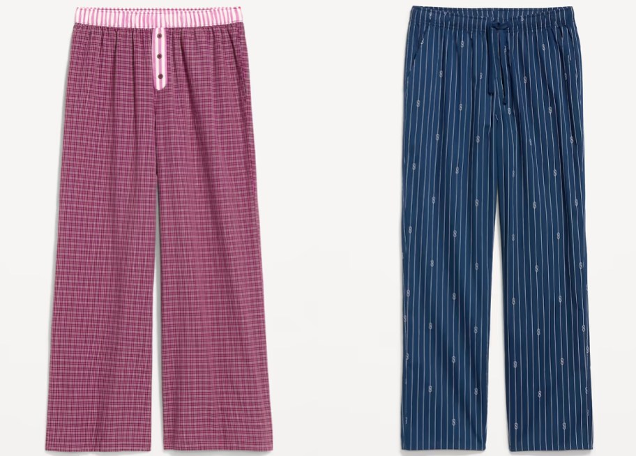 pink and blue adult pajama pants