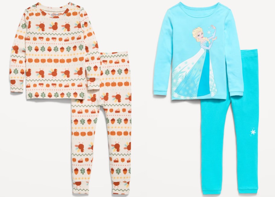 thanksgiving and elsa kids pajamas