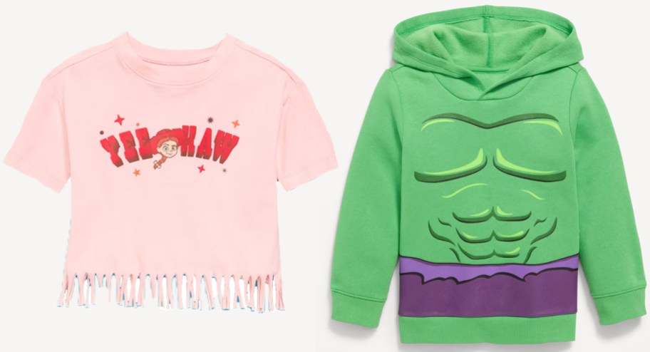 pink yeehaw tee and green hulk jacket