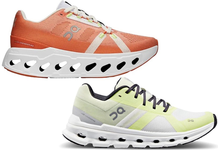 on running orange and yellow shoes 