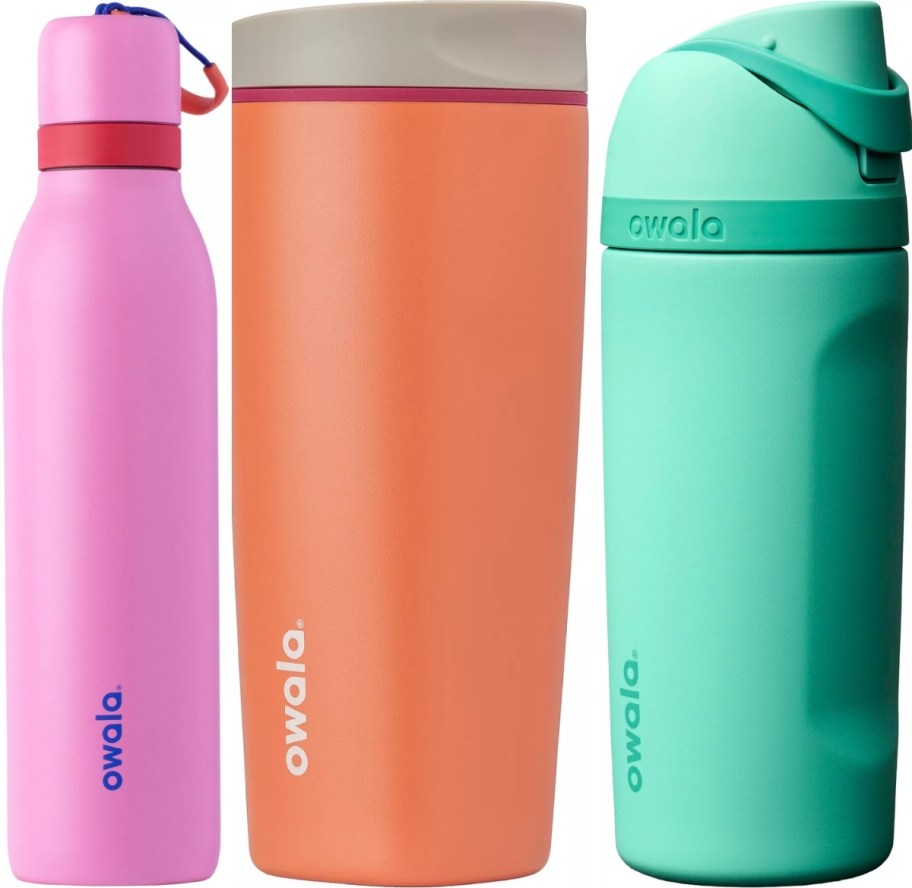 three owala water bottles