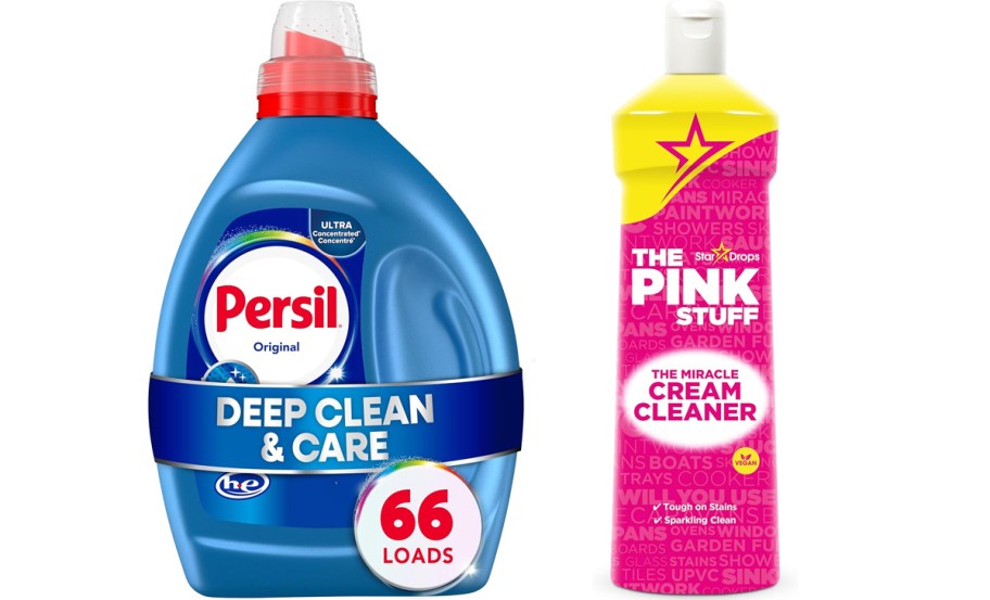 persil laundry detergent and pink stuff cleaner bottle 