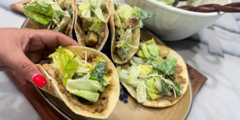 Caesar Salad Smashed Tacos is a Lazy Dinner That Tastes Yum!