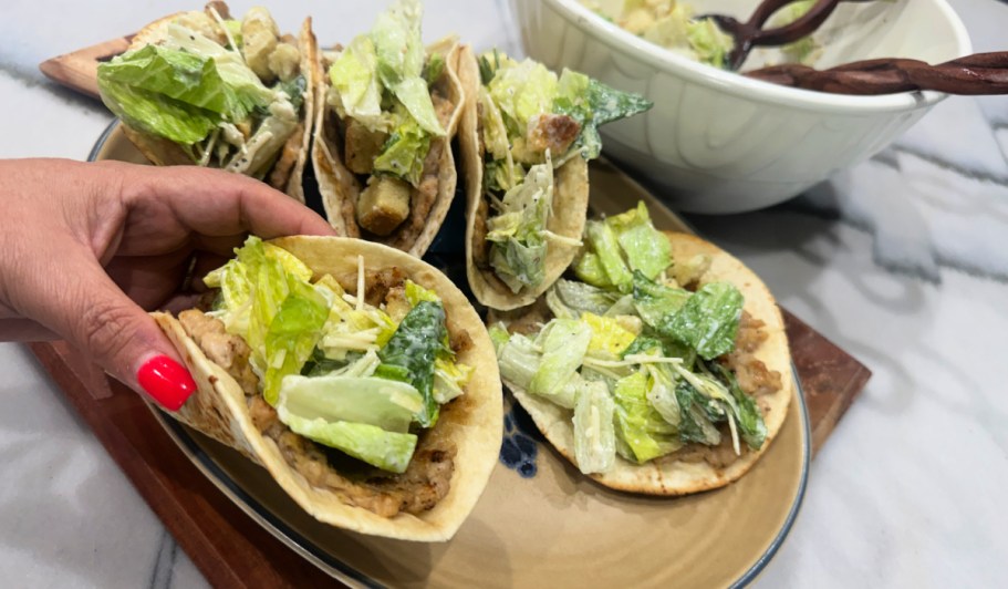Caesar Salad Smashed Tacos is a Lazy Dinner That Tastes Yum!