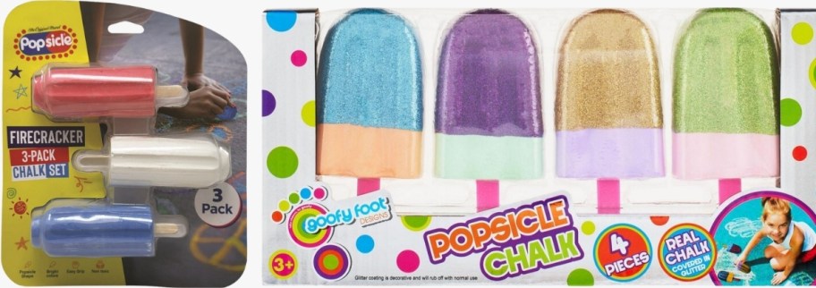 two set of popsicle shaped sidewalk chalk