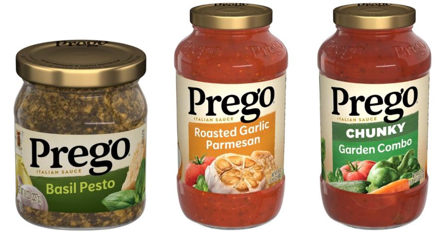 three jars of prego pasta sauce