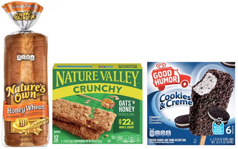 nature valley bread, nature valley granola bars and good humor dessert 