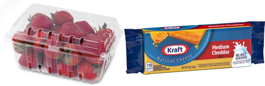 strawberries and kraft cheese chunk