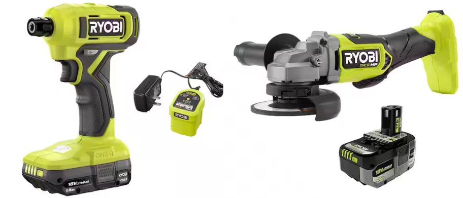 green and black impact driver and oscillating tool 