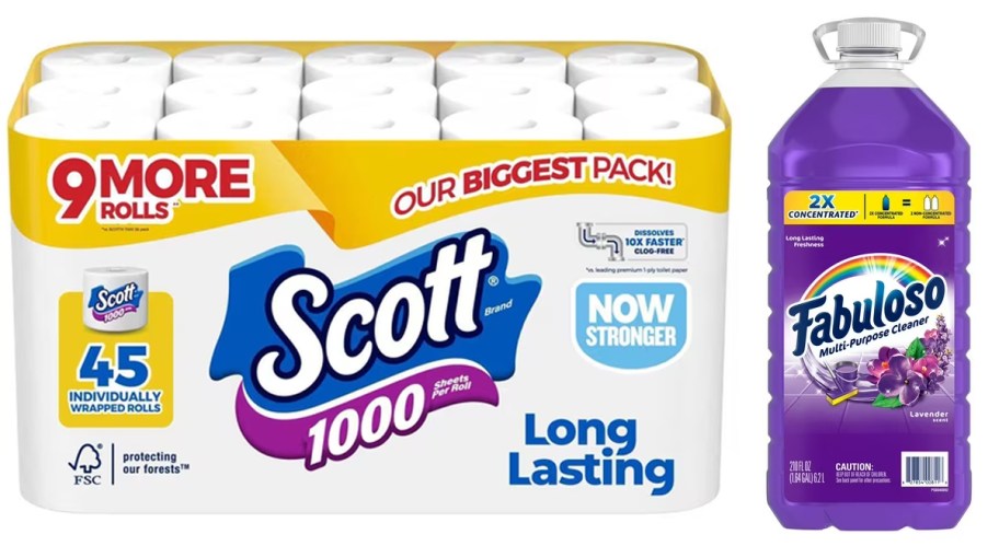 scott bath tissue and fabuloso mutlipurpose cleaner 