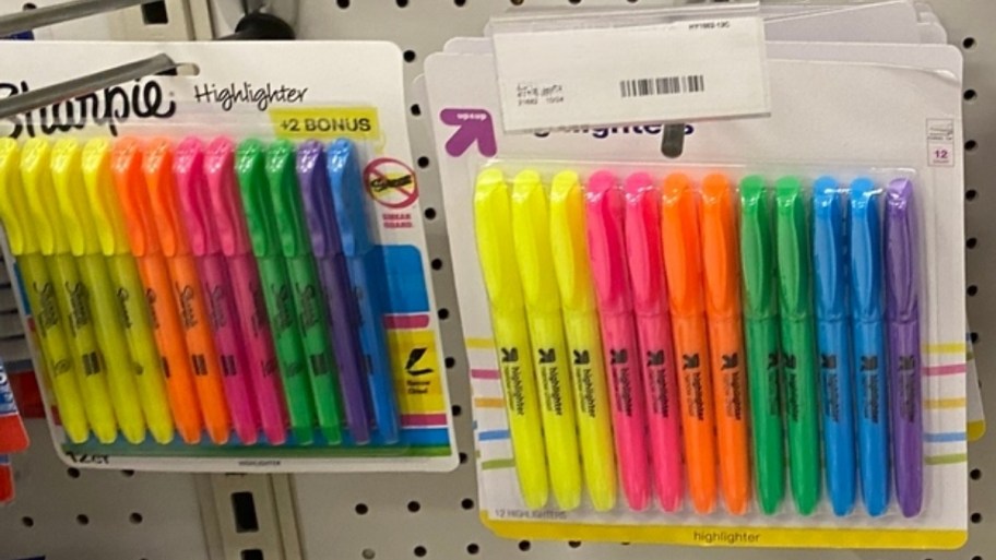 sharpie and up up highlighters on a store aisle