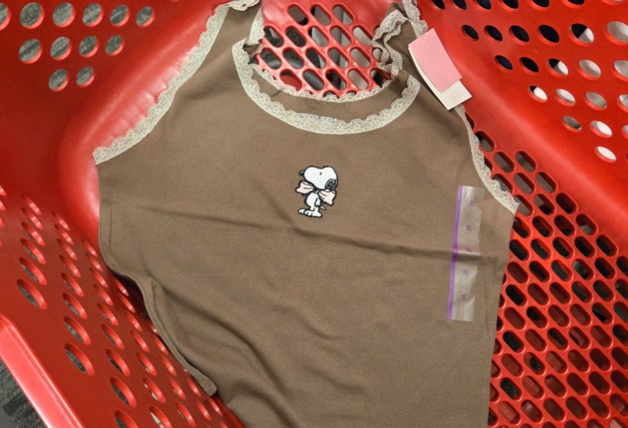 brown snoopy tank top in cart