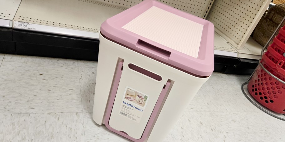 pink lego tote on floor at target store 