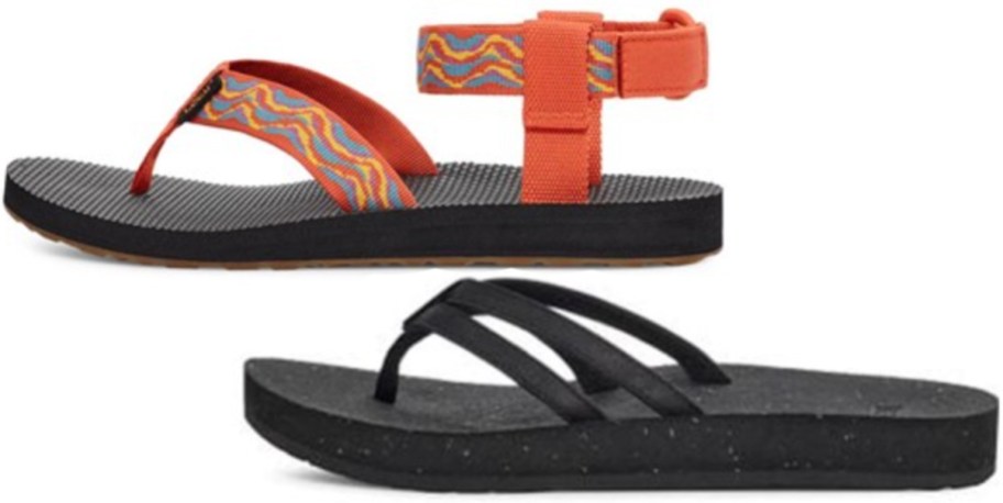 orange and black sandals