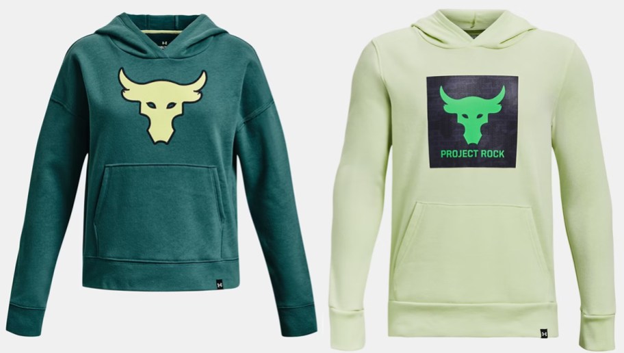 green and lime green under armour hoodies