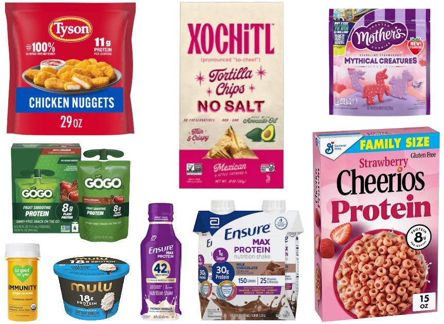 9 grocery items on white background