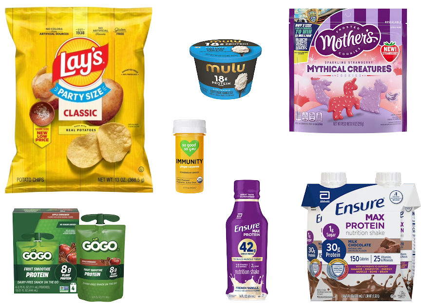 7 grocery items on a white background