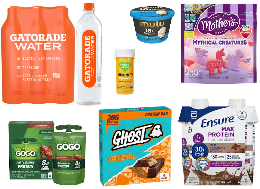7 grocery items on a white background