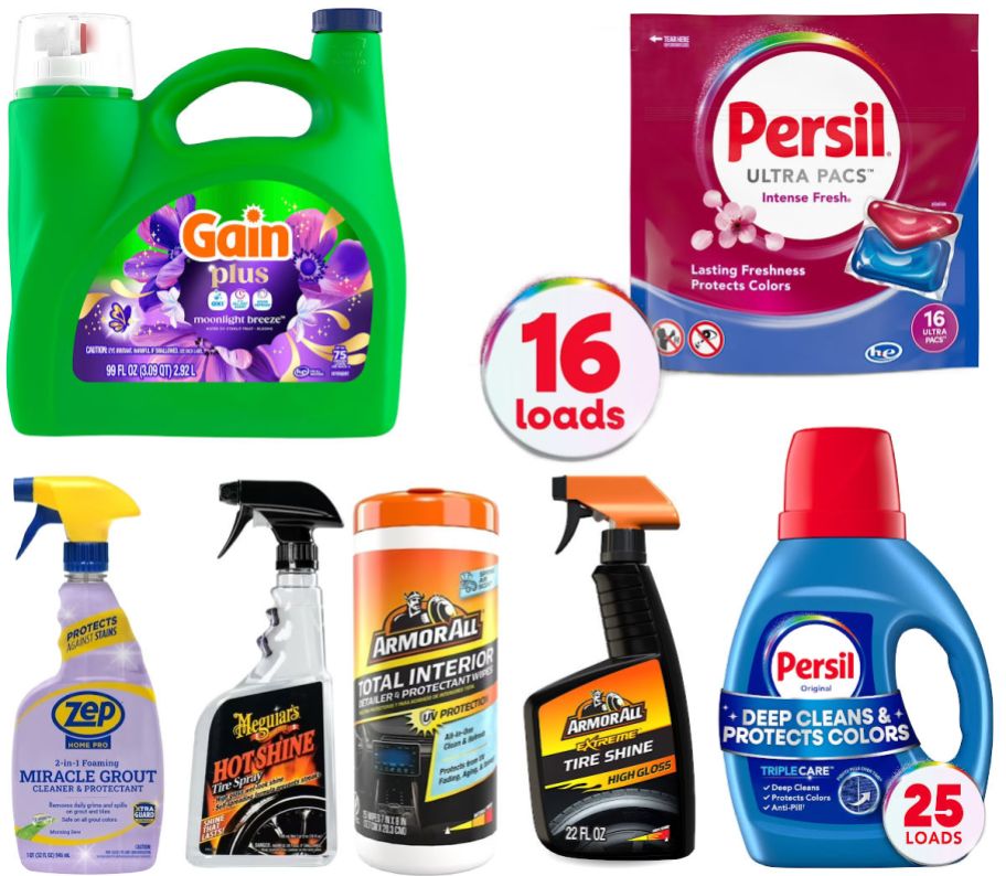 7 household items on a white background