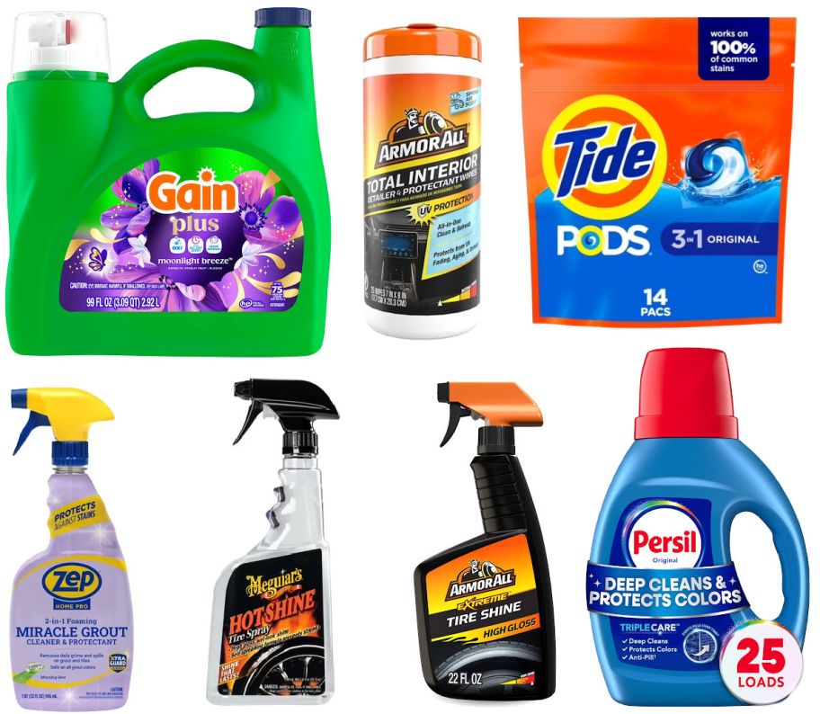 7 household items on a white background