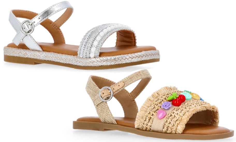 silver and crochet kids sandals 