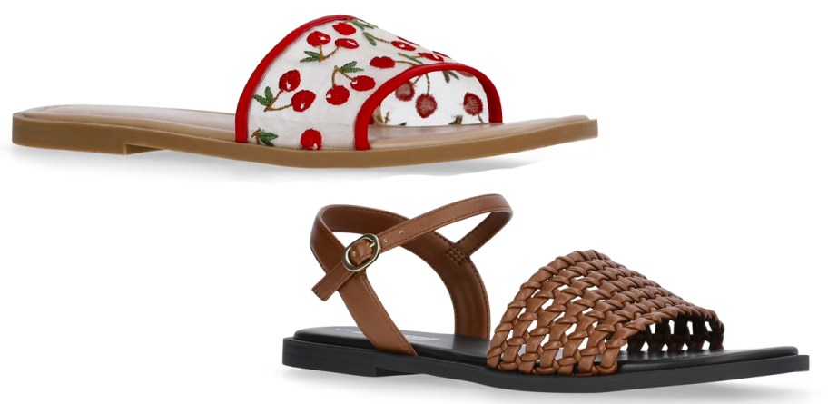 cherry sandals and brown sandals
