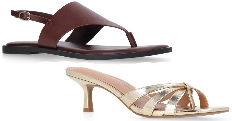 brown leather and gold sandals 