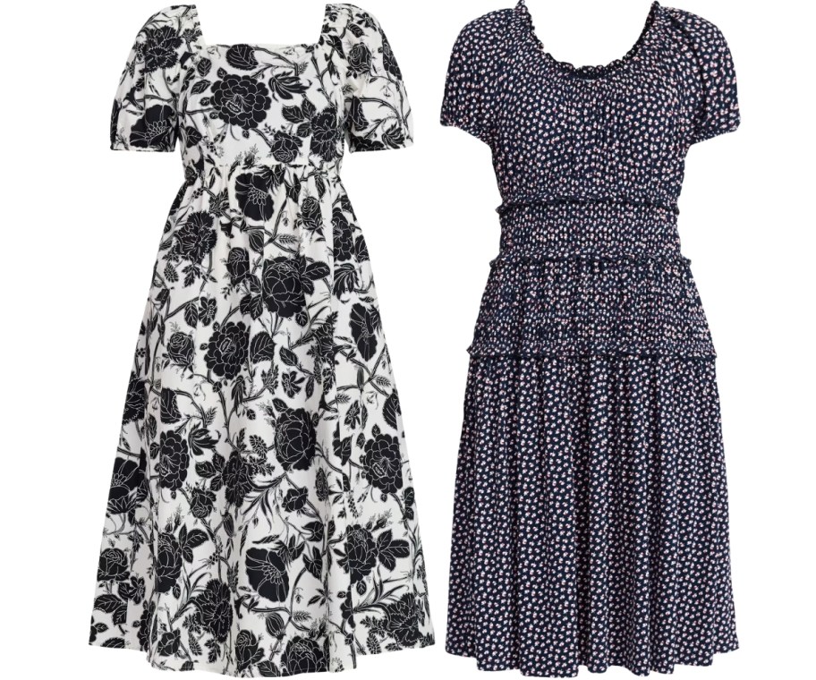 two womens midi dresses
