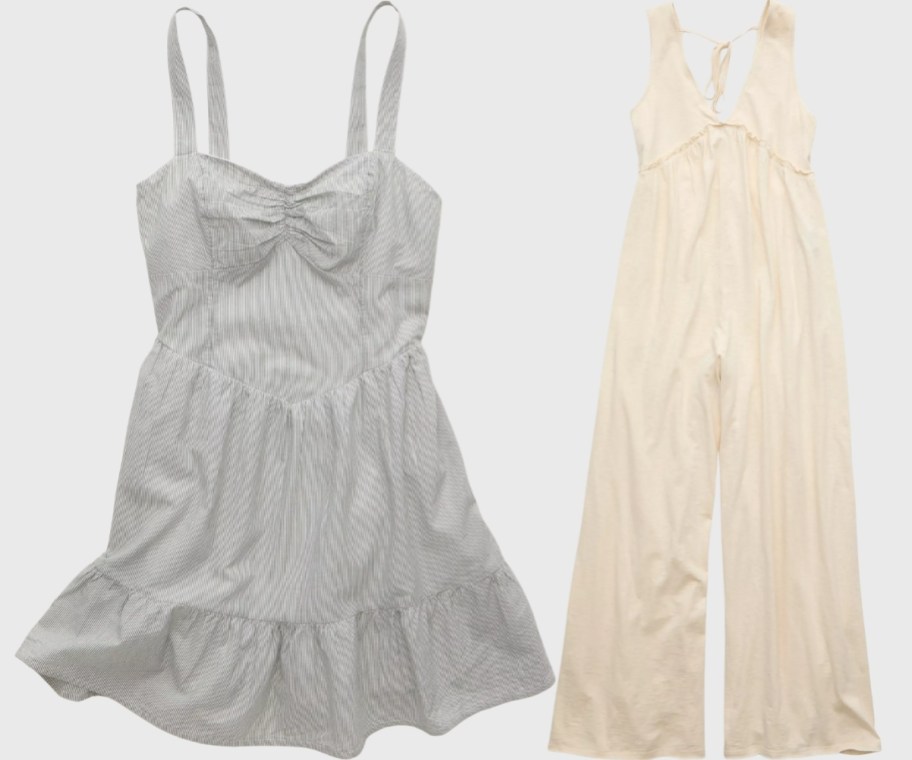 womans mini sun dress and sleeveless jumpsuit