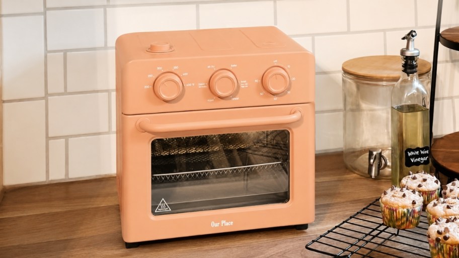 our place wonder over in peach on a countertop