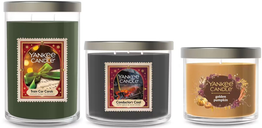 three yankee candles