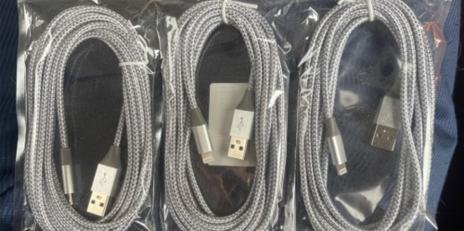 iPhone 10-Foot Lightning Charging Cables 3-Pack Only $2.99 on Amazon (Just $1 Each!)