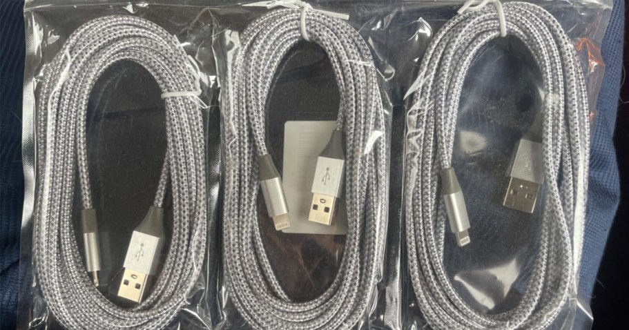 iPhone 10-Foot Lightning Charging Cables 3-Pack Only $2.99 on Amazon (Just $1 Each!)
