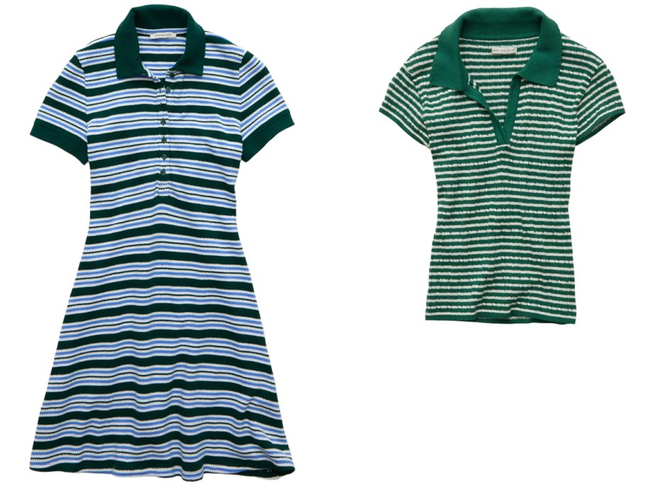 AE Polo Mini Dress and V-Neck Cable Knit Sweater Polo