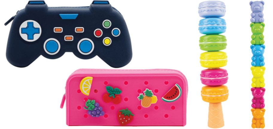 pencil cases and stacking highlighter sets