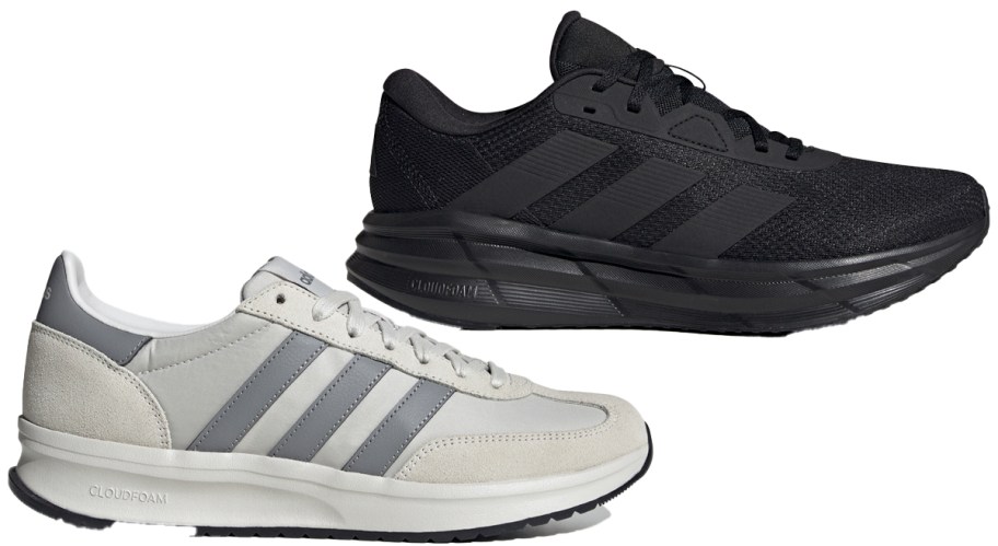 light grey and black athletic shoes