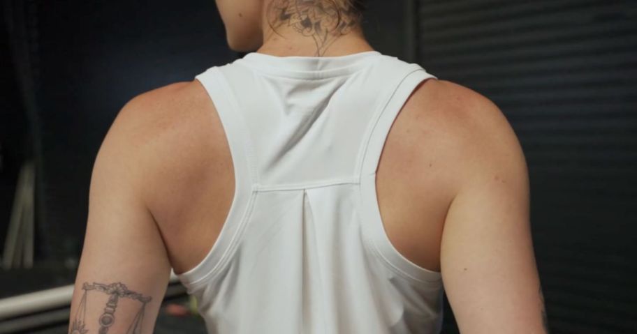 Back view of an Amazon Athletic Racerback women's tank top
