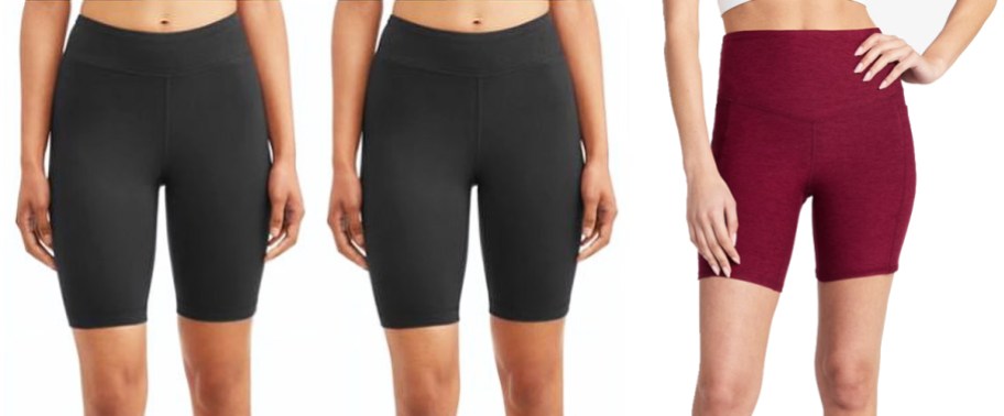 women in black and red bike shorts