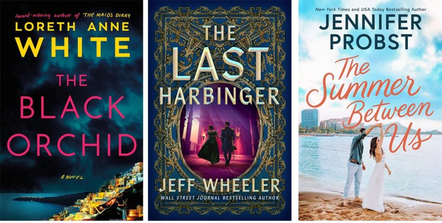 August First Read Book Covers from Amazon The Black Orchid, The Last Harbinger, and The Summer Between Us