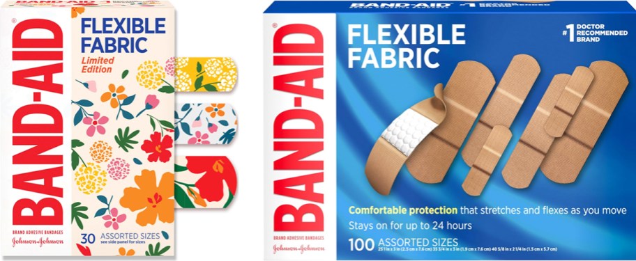 two boxes of Band-Aid Flexible Fabric Bandages