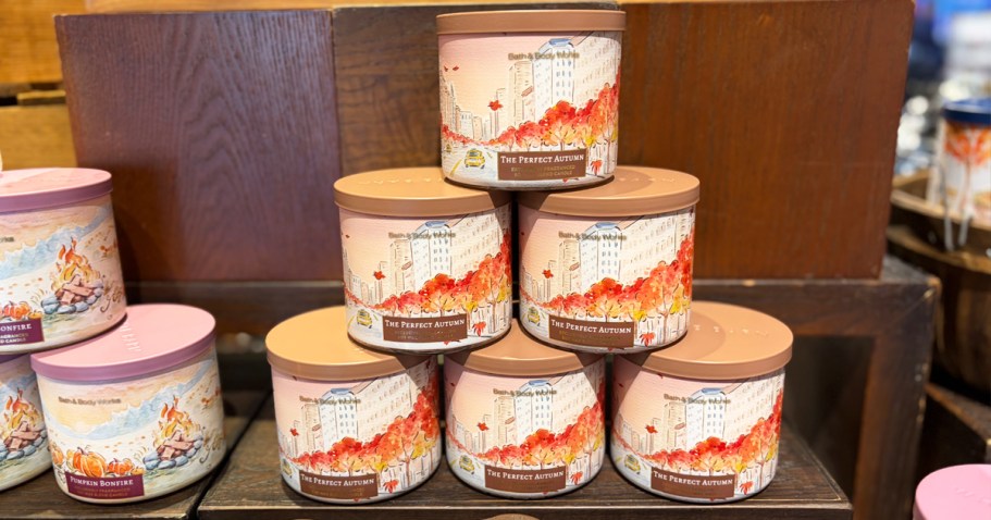 Bath & Body Works 3-Wick Candles Only $12.95 (Includes Fall & Halloween Scents)